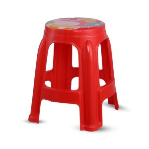 Round Stool High (Printed) - Red